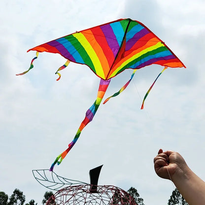 Rainbow Kite for Kids, Easy Fly Long Tail Kite with String, Outdoor Flying Toys for Children, Beach Park Sport Games