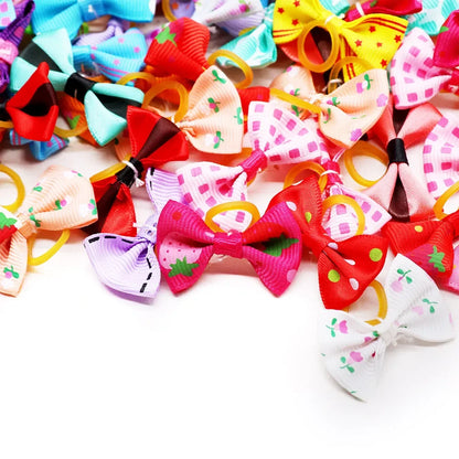 10PCS/30PCS Dog Bow with Rubber Band Dog Hair Accessories Handmade Movable Puppy Bows for Dogs Cats Cute Headband Accessories