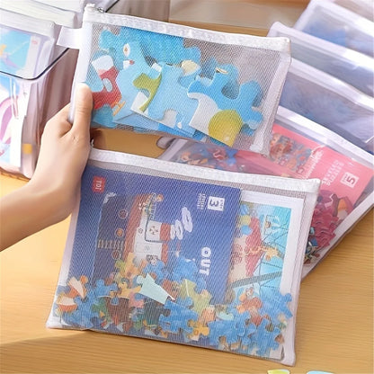 8pcs Zipper Mesh Bags, 3 Sizes, Zipper Mesh Bags, Waterproof Clear Travel Bags, Office Supplies Document Bags With Zipper