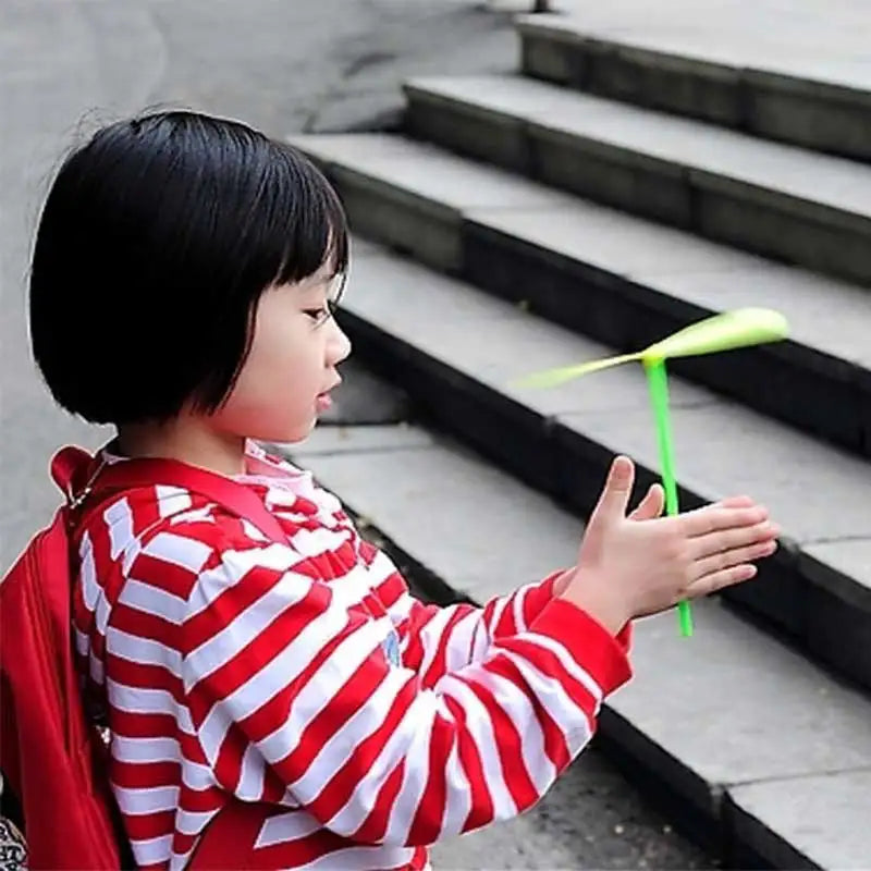 5/30Pcs Plastic Bamboo Dragonfly Shape Hand Push Flying Propeller Outdoor Sports Toy Gift Rotating Flying Arrow Outdoor Games