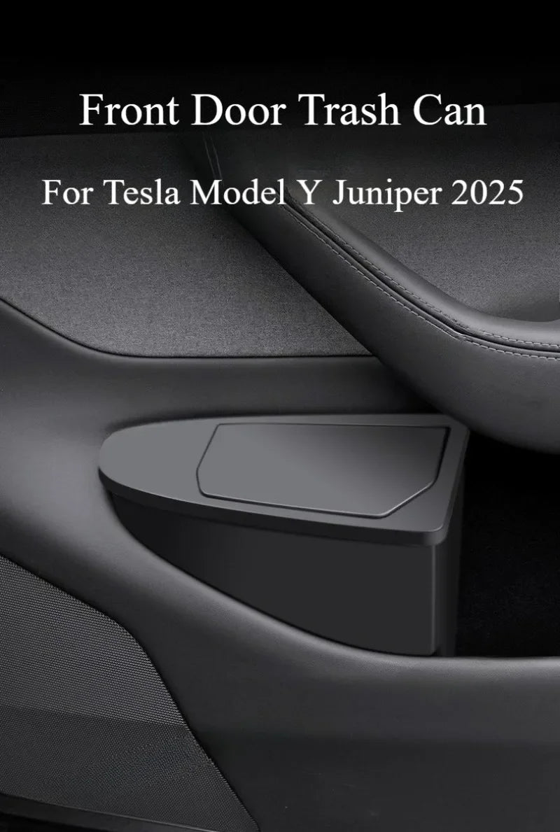 For Tesla Model Y/YL Juniper 2025 Front Door Storage Trash Can Car Door Storage Box Multi Functional Storage Box Car Accessories