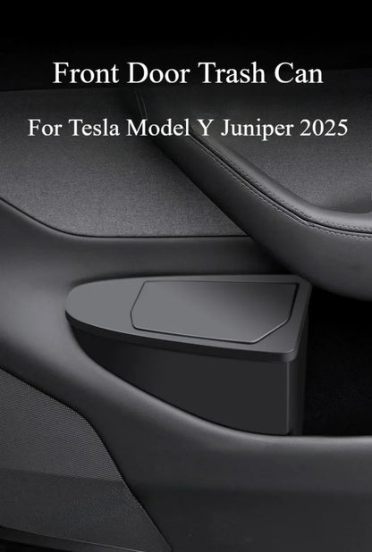 For Tesla Model Y/YL Juniper 2025 Front Door Storage Trash Can Car Door Storage Box Multi Functional Storage Box Car Accessories