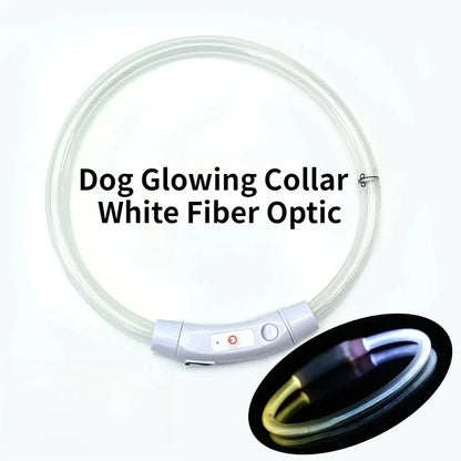 Rechargeable Fiber Optic Dog Collar Luminous Night Glow Pet Accessory Detachable Safety Collar for Enhanced Nighttime Visibi