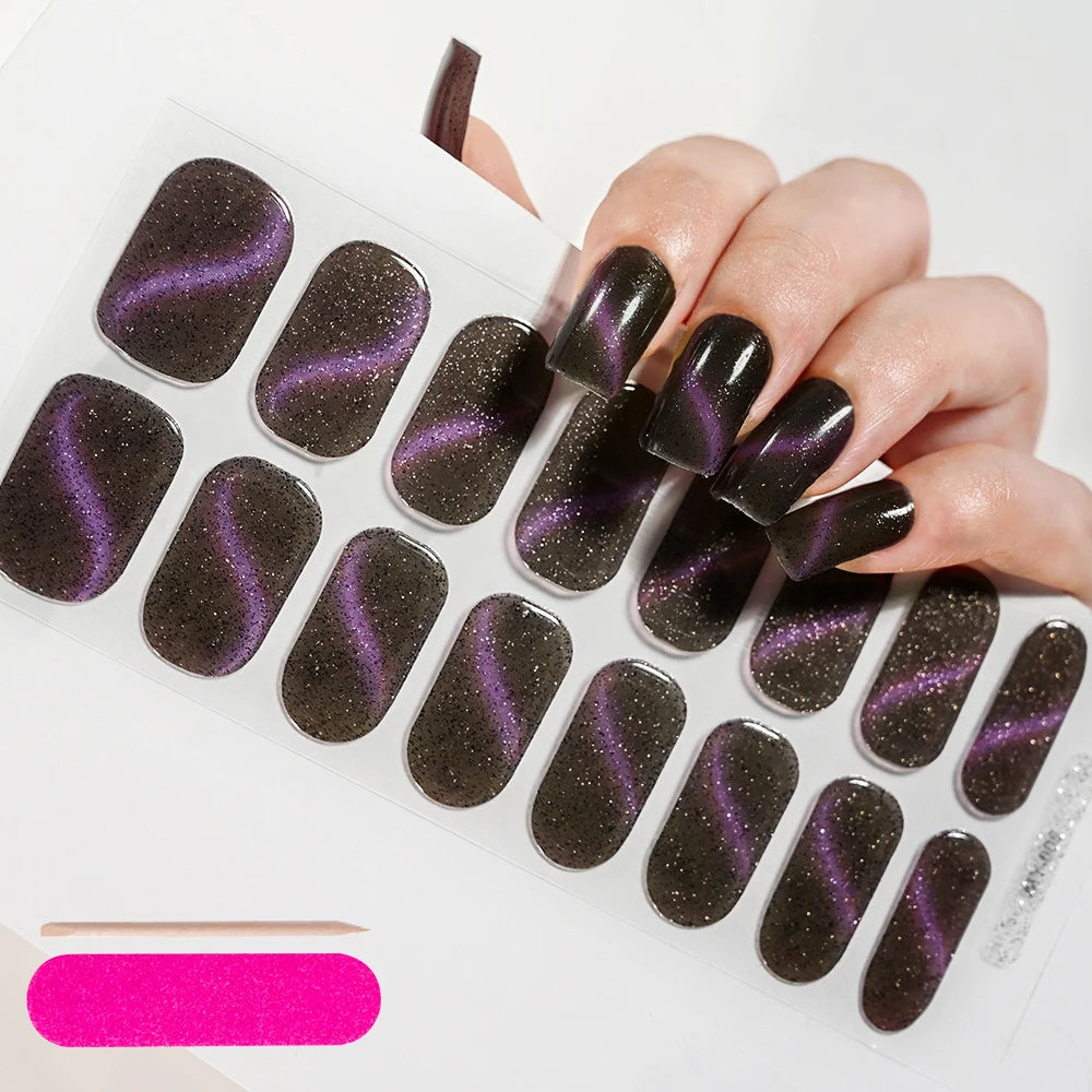 Semi Cured Wraps Fast Gel Nail Sticker Soild Nail Gel Wraps Adhesive Full Cover Gel Nail Decal UV Lamp Cured Manicure Decoration