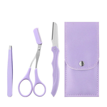 1/2/3/4Pcs Stainless Steel Eyebrow Trimmer Folding Eyebrow Trimming Suit Eyebrow Clipper Comb Tweezers Makeup Tools