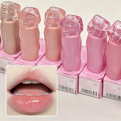 Pinkyfocus Glossy Mirror Lip Gloss Hydrating Juicy Nude Lip Tint Long Lasting Daily Natural Makeup for Spring Summer