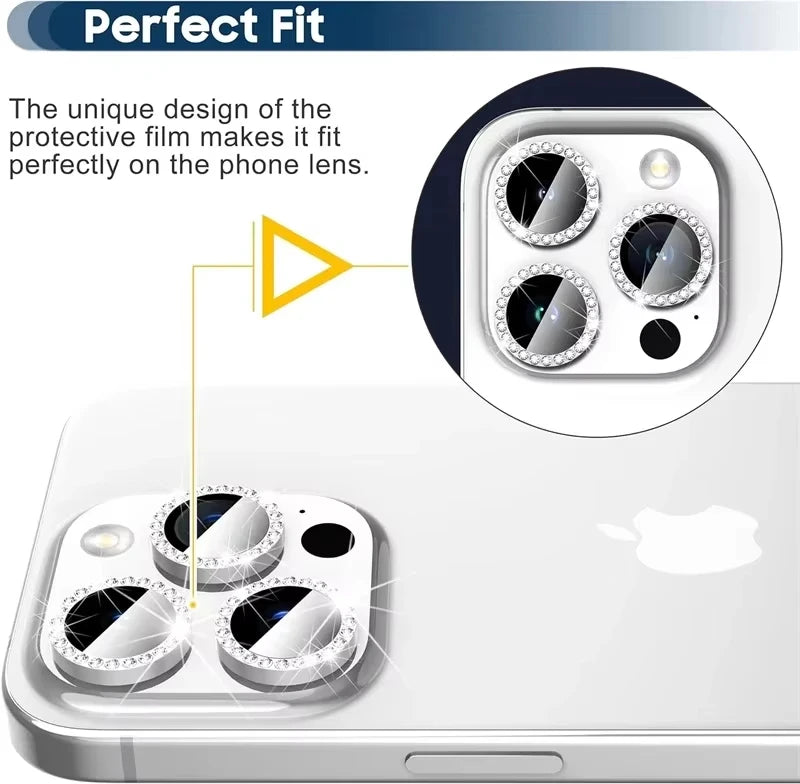 Glitter Diamond Rhinestone Camera Lens Protector for iPhone 17 18 Pro Max 16 16Pro 15 14 Plus 13 12 Mini 11 Air 17Pro 18Pro Max