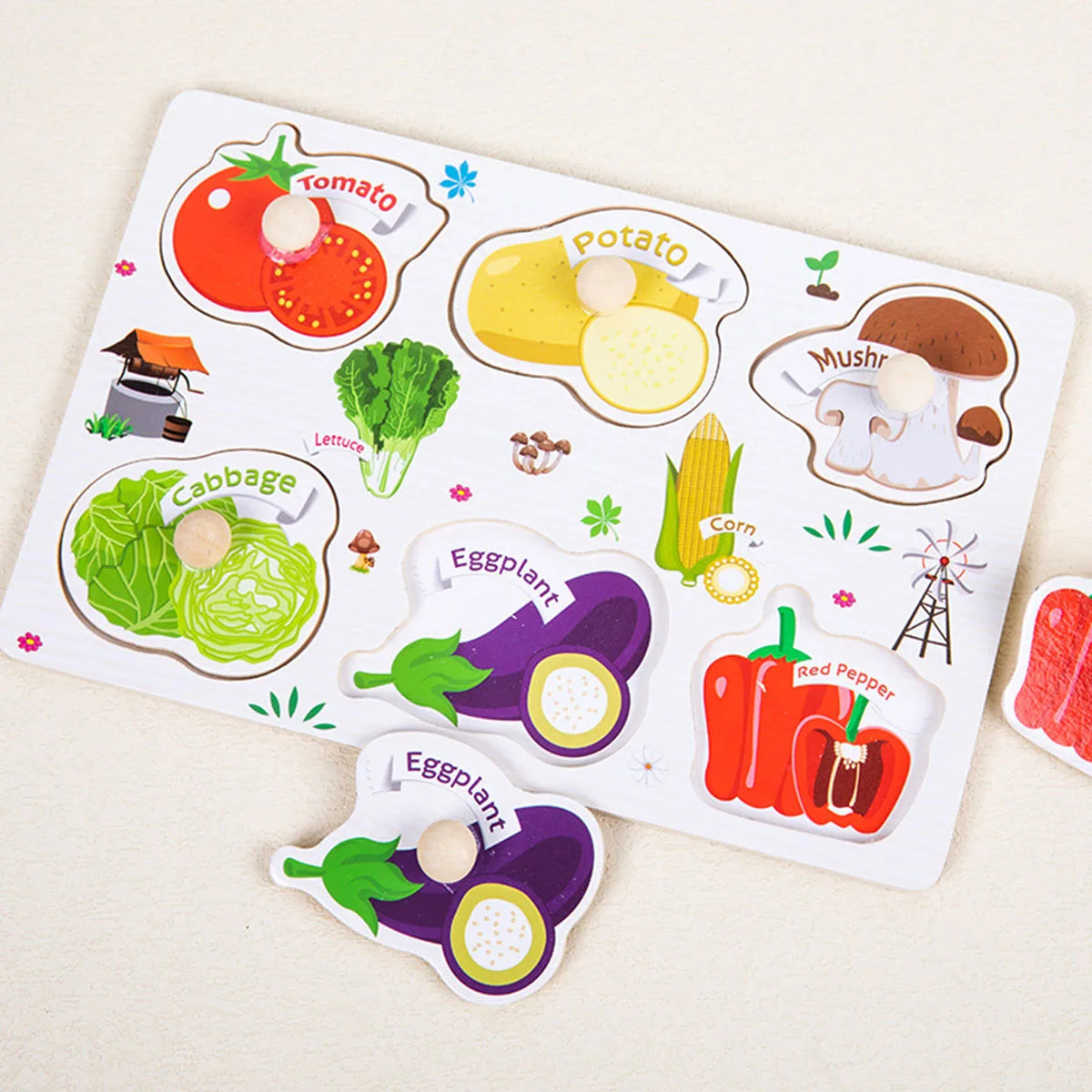 1pc Wooden Jigsaw Puzzle Kids Montessori Games Educational Toys for Children Animal Fruits Shapes Hand Grasp Board Wood Puzzles