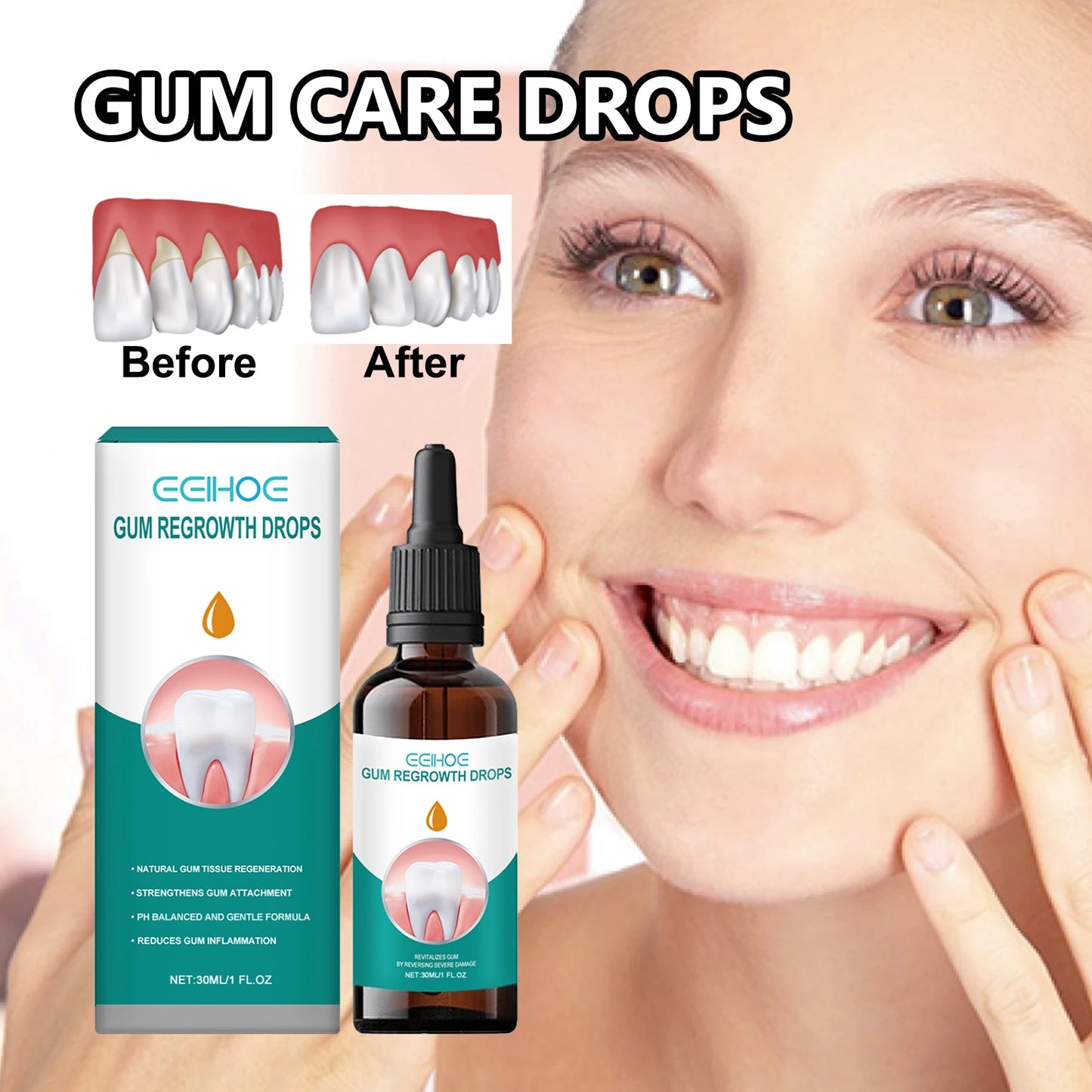Gingival repair drops Quickly Repair of Cavities Caries Teeth Whiten Remove Yellow Plaque Stains Relieve Gums Decay Toothpaste