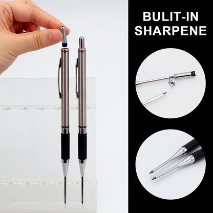 New Deep Hole Woodworking Mechanical Pencil, 2.0mm Anti Slip Soft Set Grip Handle Automatic Pencil Engineer Drawing Marking Tool