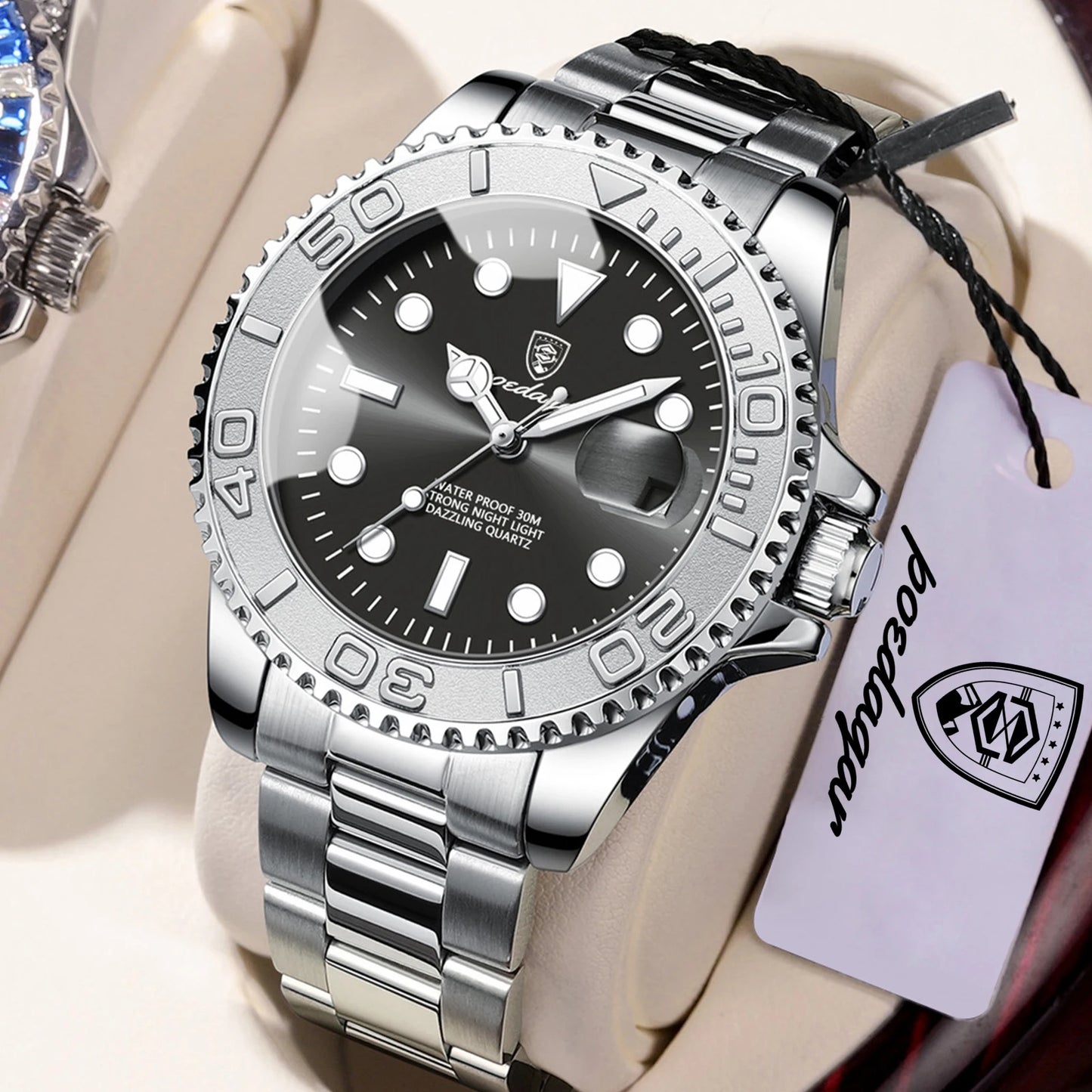 POEDAGAR Casual Fashion Man Wristwatch Waterproof Luminous Date Exquisite Men Watch Stainless Steel Classic Men's Quartz Watches