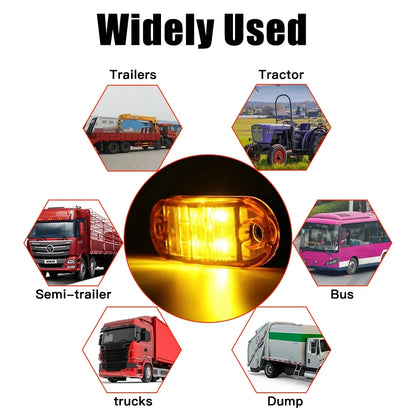 20/10PCS 4 LED 12V-24V Side Marker Lights Oval Front Rear Clearance Indicator Lamp Truck Accessorie for Trailer BUS Van Caravan