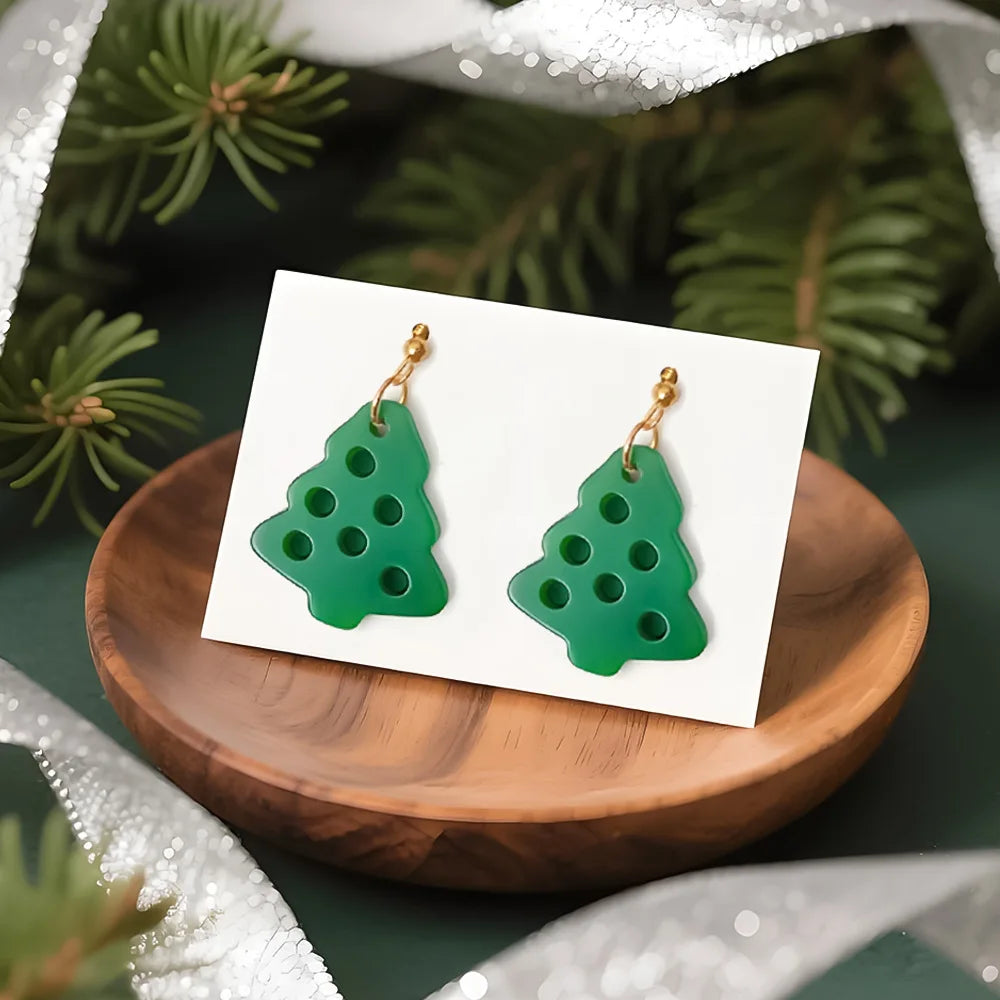 Christmas Silicone Resin Earring Molds with Holes Jewelry Pendant Mold Halloween DIY Ornaments Bracelet Gifts Macking Mould Kit