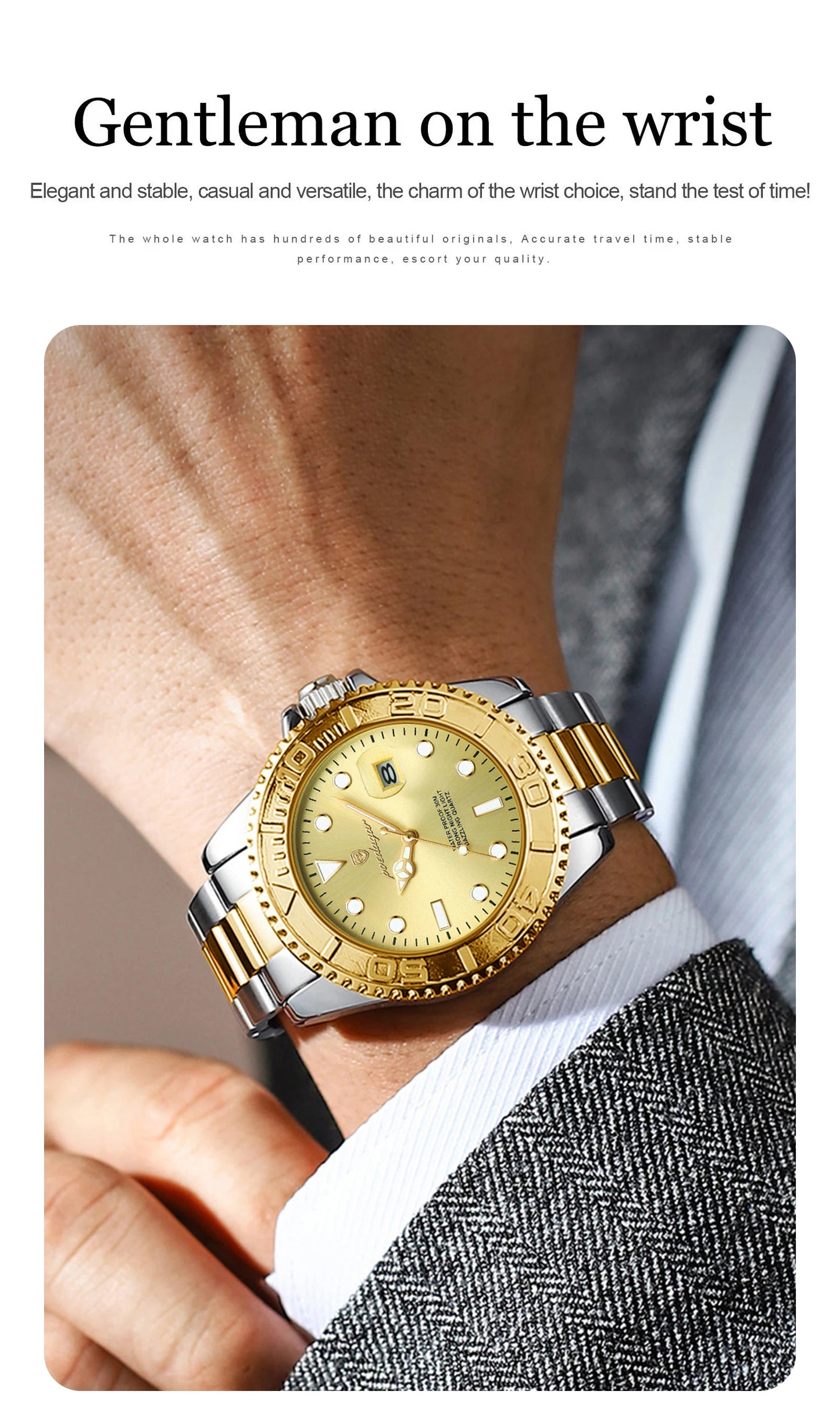 POEDAGAR Original Luxury Man Wristwatch Waterproof Luminous Date Men Watch Stainless Steel Fashion Business Men's Quartz Watches