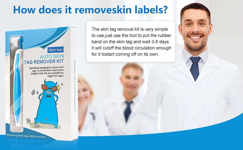 Skin Tag Removal Mole Wart Removal Facial Mole Wart Microstrip Tag Removal Kit Automatic Mole Remover Tool with Cleansing Swabs