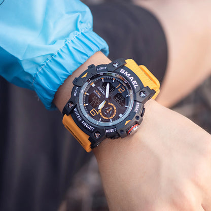 SMAEL Sport Watch Military Wristwatch for Men Alarm Stopwatch LED Digital Back Light Dual Time Display Waterproof Watch Men 8007