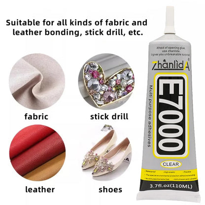 E7000 Glue Clear Contact DIY Cloth Fibre Fabric Adhesive Multipurpose for Wedding Dress Leather Bag Diamond Glass