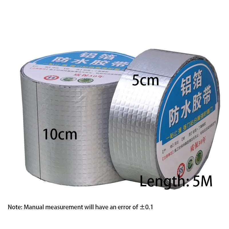 1 Roll Butyl Tape Self-adhesive Waterproof Aluminum Foil Leak Plugging Color Steel Roof Leak Repahandwir Material Handwork