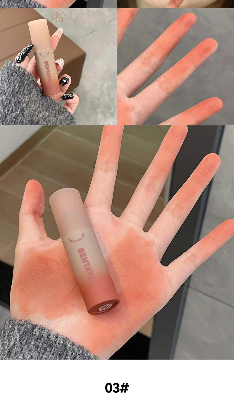 BENTAYGA Autumn Velvet Lip Mud — Matte Finish, Skin-Tone Enhancing Lip Tint, Versatile Nude Makeup, Budget-Friendly for Students