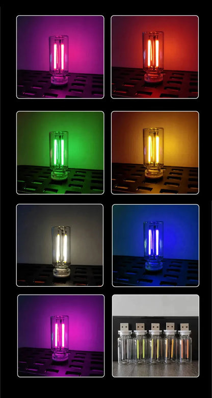 Portable USB Touch Night Light Plug and Play LED Incandescent Filament Lighting Decorative Ambient Lamp for Car Bedroom Camping