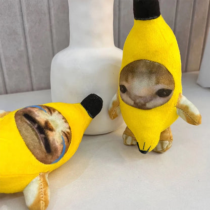 Banana Cat Doll Pendant Keychain Crying Happy Banana Cat Plush Pendant With Sound Toy Car Bag Funny Pendant Keyring Gifts Kids