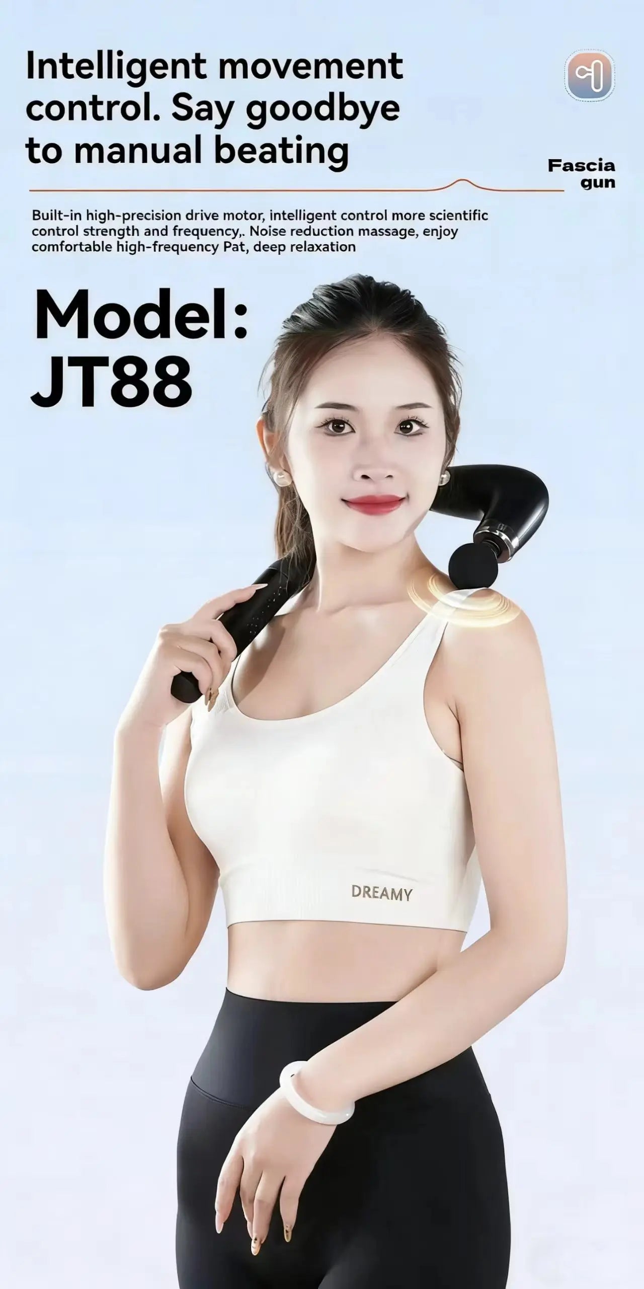 Portable Fascial Massage Gun Electric Percussion Pistol Massager Body Relaxation With LED Touch Screen 4Replaceable Massage Head