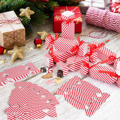 Candy Box For Christmas With Ribbons DIY Sweets Chocolate Biscuit Cookies Decoration Party Gift Xmas Wedding Paper Package Boxes