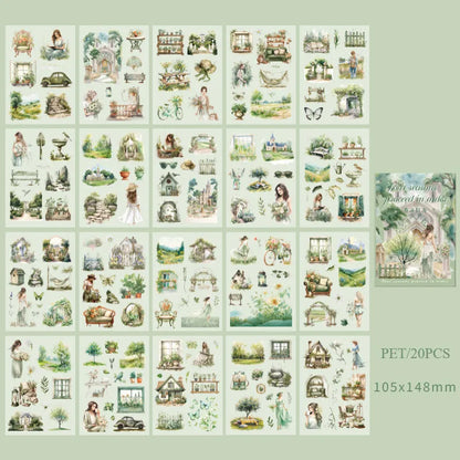 20Sheets PET Stickers Season Series PET Decorative Stickers Diary Scrapbooking Material Decor Album Stationery Stickers