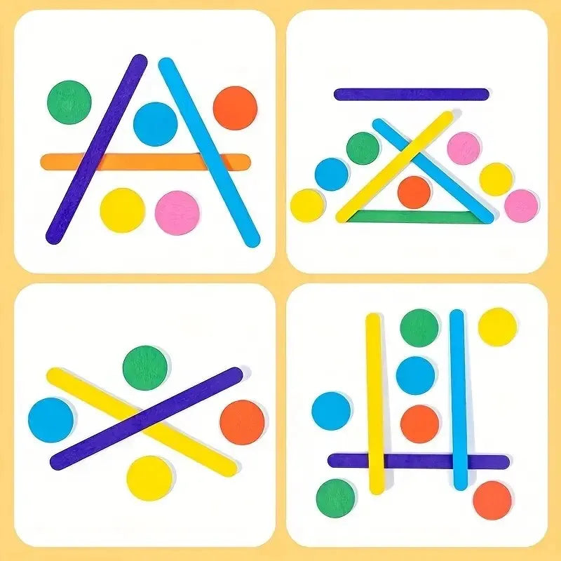 Kids Rainbow Stick Thinking Puzzle Wooden DIY Ice Cream Stick Puzzle Challenge Table Games Montessori Educational Children Toys