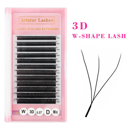 ARTSTAR W Shaped Lashes 3D 4D 5D 6D Premade Fans Eyelash Extensions C  D CC Curl W Style  Automatic Flowering Volume Eyelashes