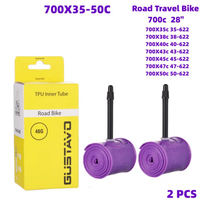 GUSTAVO Gravel Road Bike Inner Tube 700X35/50c TPU Material Tire 45mm 65mm Length French Valve