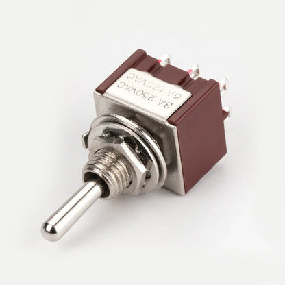 DAIERBUMP 10PCS Locking Toggle Switch ON ON 3 Position DPDT 6MM Guitar Mini Rocker Toggle Switch for Car Motorcycle
