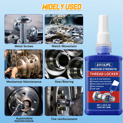 LOOLIFL Blue Thread Locker 243 Nuts-Bolts Locker, Screw Adhesive Lock Tight Seal Fasteners Anaerobic Curing Metal Glue,Rustproof