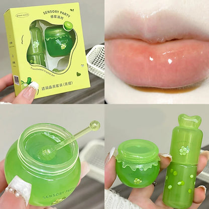 SENSORY PARTY Hydrating & Brightening Lip Mask - Deep Moisture, Lip Wrinkle Reduction, 24-Hour Hydration Lip Oil