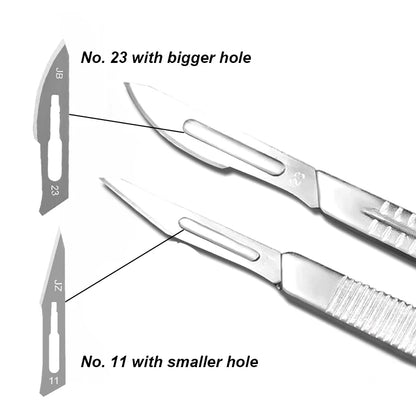 11 23 Scalpel Blade Set Metal Handle Stationery Steel Precision Craft Knife Cutter Wood Carve Stencil Box Open DIY Surgical Tool