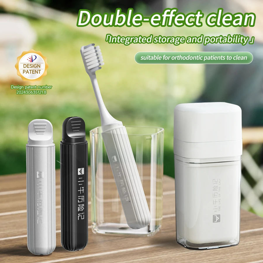 1PCSPortable dust-proof toothpaste and toothbrush storage box for travel, simple home-use mouthwash and washing cup set.
