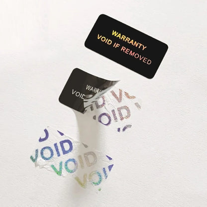 100Pcs Bar code warranty void stickers Dumb silver PET security labels with serial number waterproof tamper proof seal label