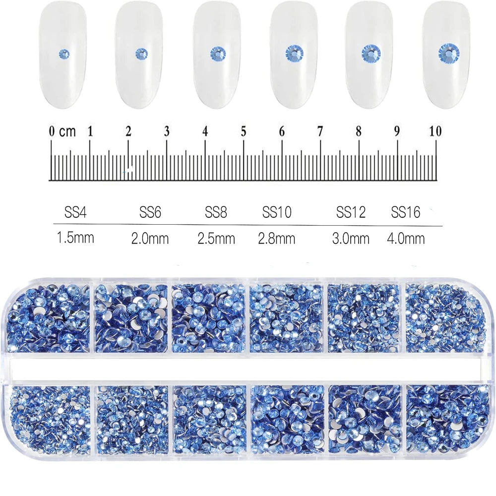 12Grids Mixed Mini Christmas Gems Nail Charms 2mm Luxury Crystal Nail Glitter Rhinestone Red/Green Flatback Christmas Nail Parts