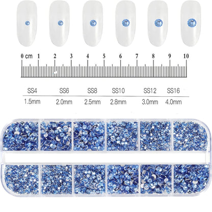12Grids Mixed Mini Christmas Gems Nail Charms 2mm Luxury Crystal Nail Glitter Rhinestone Red/Green Flatback Christmas Nail Parts