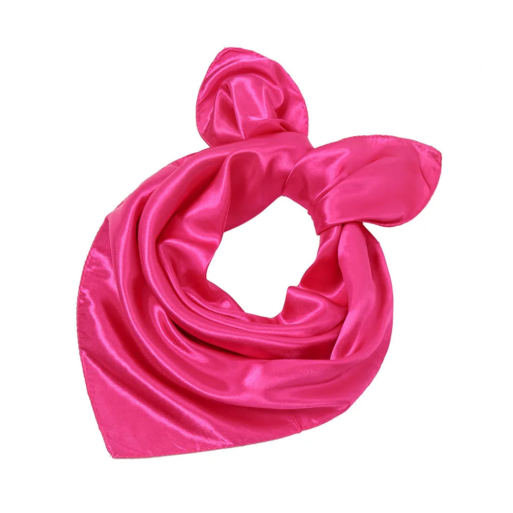 Women New Plain Satin Solid Color 60x60cm Square Scarf Girl Simulation Silk Performance Small Scarves Best Party Gift