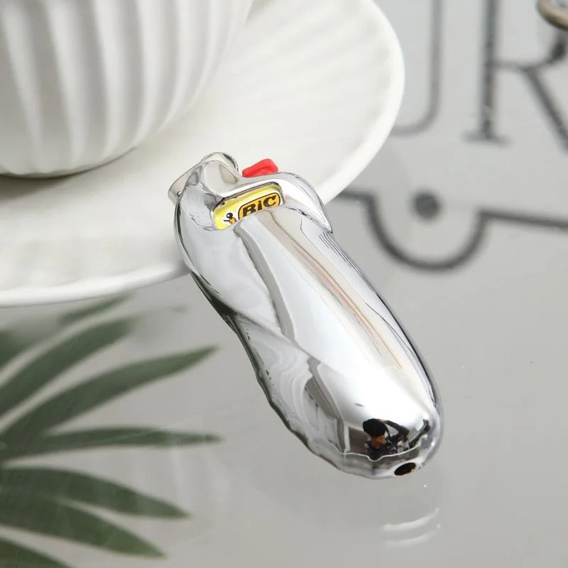 Clearance_Shiny Zinc Alloy Chromed Metal Shell For Small Bic Lighter J5 J25 No Lighter_Continuous updates