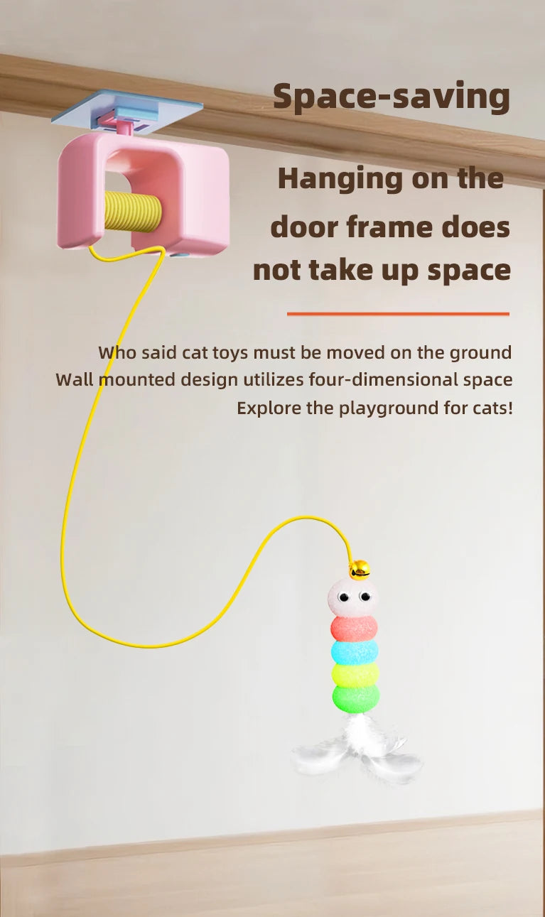 Cats Toys Pet Stress Relief Rechargeable Interactive Hanging Door Automatic Electric Flying Bird Cat Toy for Hunt Elastic Rope