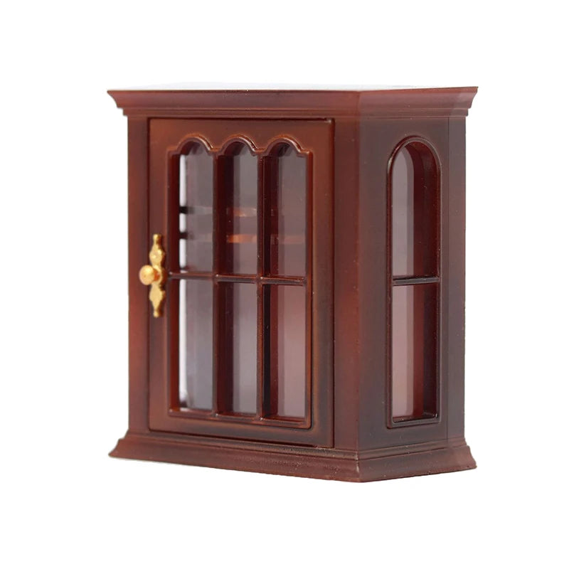 1/12 Multifunction Wood Cabinet Bookcase Cabinet Miniature Furniture Handcrafted Wall Cabinet Dollhouse