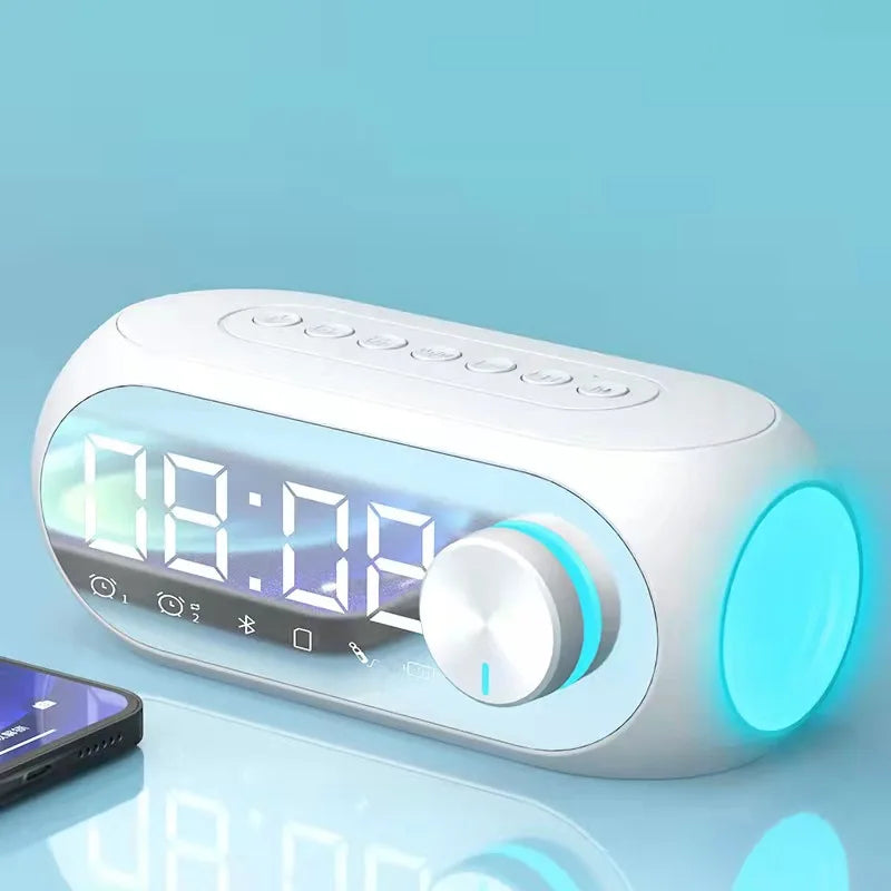 Alarm Clock Radio FM Bluetooth Speaker Portable Subwoofer Caixa De Som Sound Box Music Wireless Mini Woofers Bocina Lamp Column
