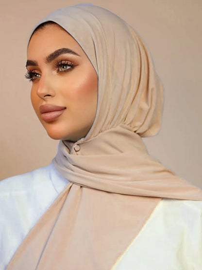 Instant Hijab with Button Ready to Wear Muslim Women Scarf Full Cover Head Wraps Islam Turban Caps Turbante Mujer