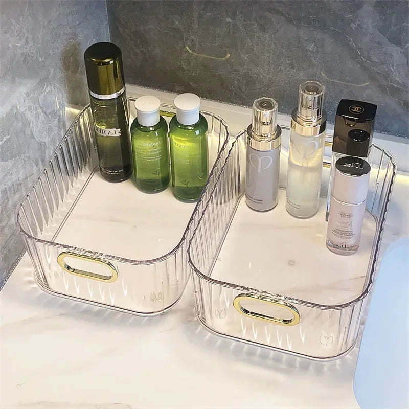 Rectangular Desktop Cosmetic Storage Drawer Stackable Green Box Acrylic Rack Sundries Snack Makeup Storage Basket Organizer