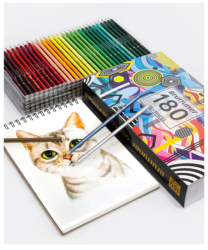 Brutfuner 48/72/120/150/160/180Colors Pencils Professional Oil Wood Soft Watercolor Pencil For School Draw Sketch Art Supplies