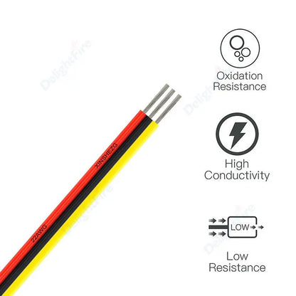 3Pin Electronic Cable Tinned Copper 18 20 22 AWG Hookup 12V Electrical Wire for WS2811 WS2812B LED Strip Lights Auto Lamp Driver