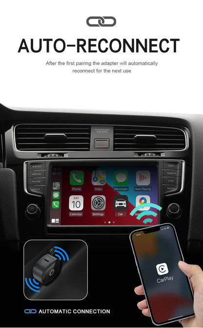 XUDA 2in1 Wireless CarPlay Adapter Android Auto AI Smart Box Car Intelligent Systems For VW Toyota Nissan Honda Ford Benz