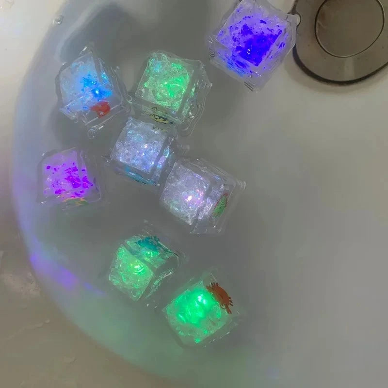 6/12PCS Baby Bath Bathtub LED Light Up Toys Colorful Waterproof Glowing Ice Cube for Bathtub Swimming Pool Birthday Xmas Gift